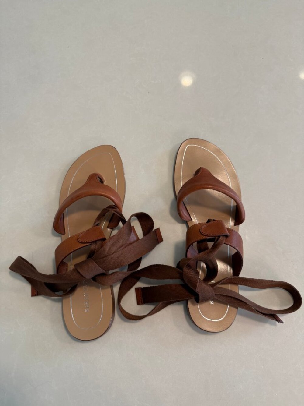Sarah Flint Grear Lace-Up Sandals Saddle Vachetta 40 / US 9.5